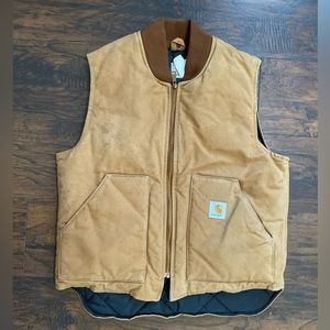 Carhartt Brown Duck Vest Mens Large Arctic Wear Quilt Lined Canvas